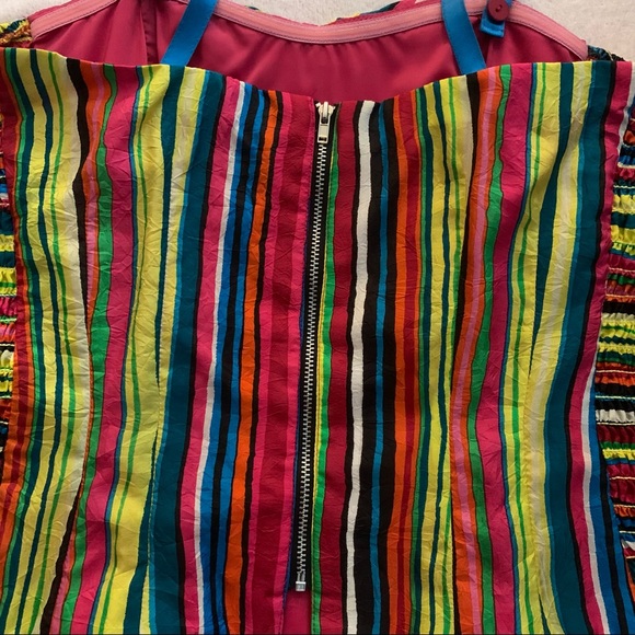 Nanette Lepore Designer Multicolor Striped Crop Spaghetti Strap SILK Top Sz 10 - Picture 5 of 10